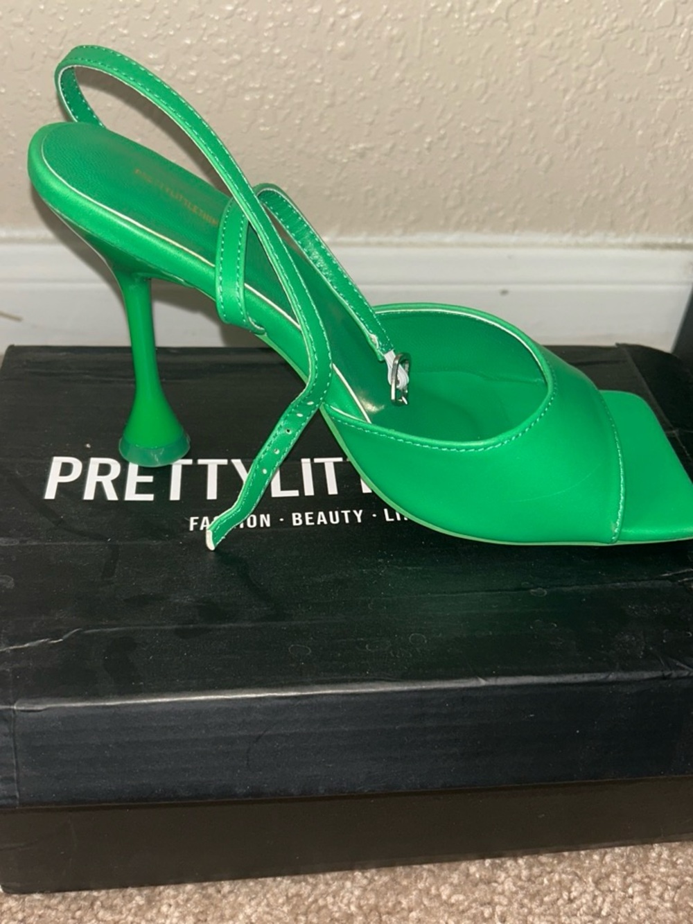 PrettyLittleThing Emerald Green Slingback Stiletto Heels